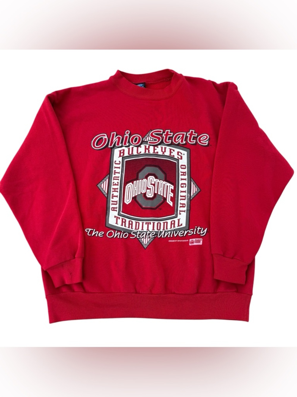 Vintage 90’s Ohio State Buckeyes Crewneck Sweatshirt Men’s XL USA Mascot Red OSU